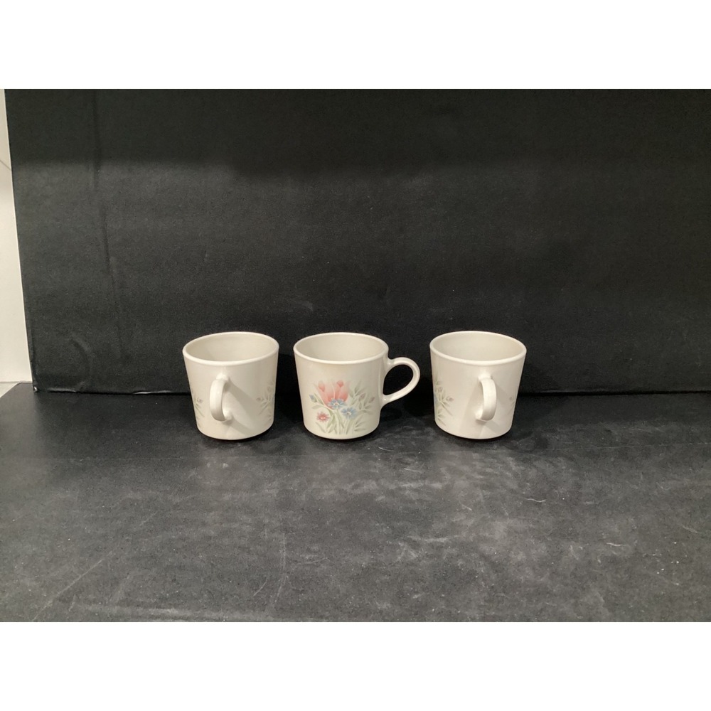 Set Of 3 Vintage Corning USA Tea Coffee Cups 3" French Garden Pattern  8‎ Fl Oz